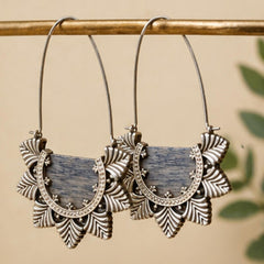 Boho Wood &amp; Gold Hoop Earrings