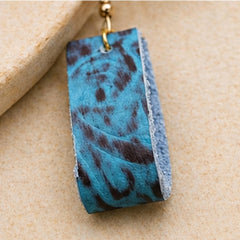 Genuine Turquoise & Brown Leather Dangle Earrings