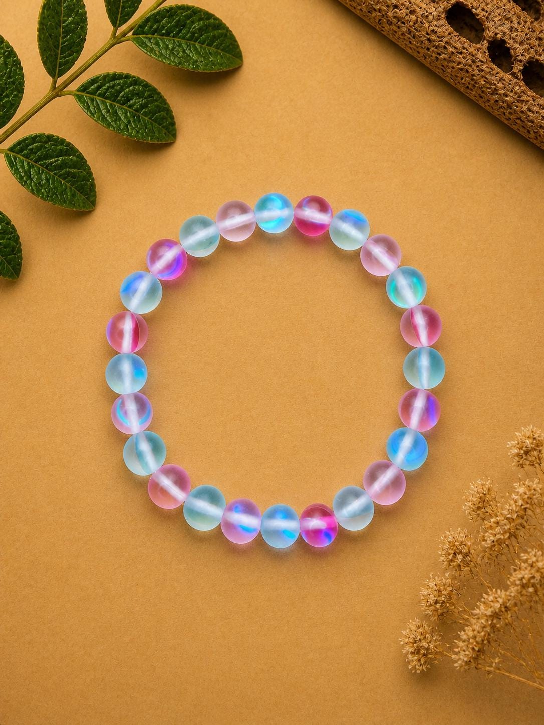 Pastel Iridescent Glass Bead Bracelet