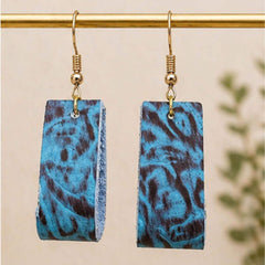Genuine Turquoise & Brown Leather Dangle Earrings