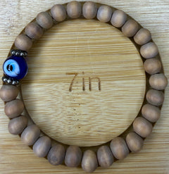 Evil Eye Wood Bead Bracelet