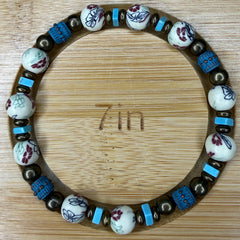 Floral Bead Bracelet with Turquoise Accents