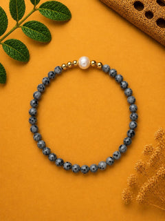 Labradorite & Fresh Water Pearl Accent Bracelet